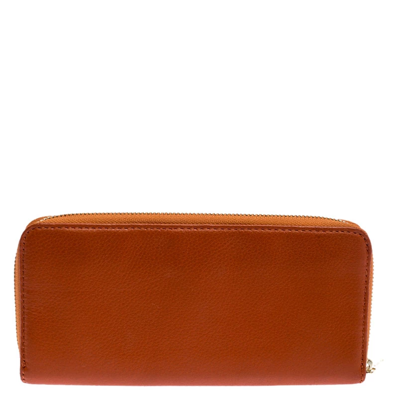 Michael Kors Orange Leather Zipped Around Wallet For Women - Image 4