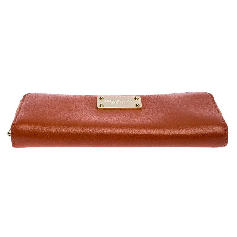 Michael Kors Orange Leather Zipped Around Wallet For Women - Image 6