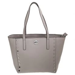 Michael Kors Grey Leather Rivington Studded Tote For Women