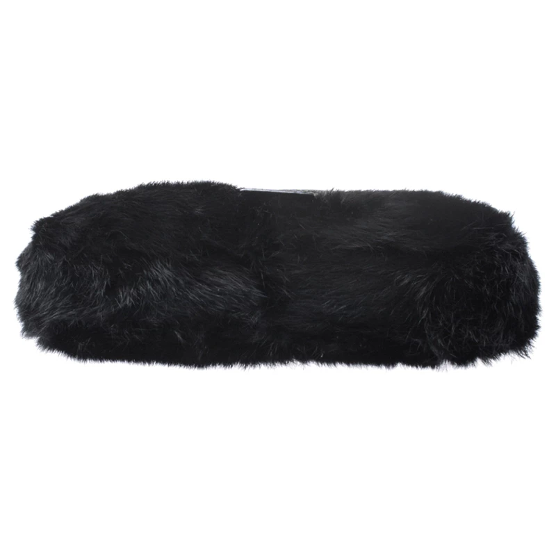 Michael Kors Black Python Embossed Leather And Faux Fur Fulton Shoulder Bag For Women - Image 6