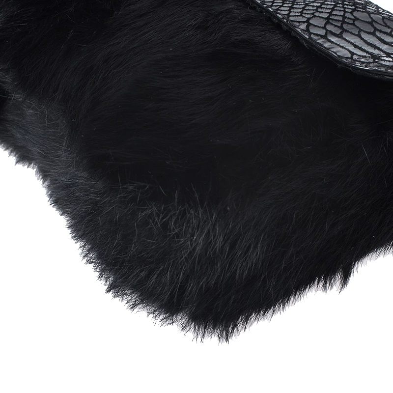 Michael Kors Black Python Embossed Leather And Faux Fur Fulton Shoulder Bag For Women - Image 12