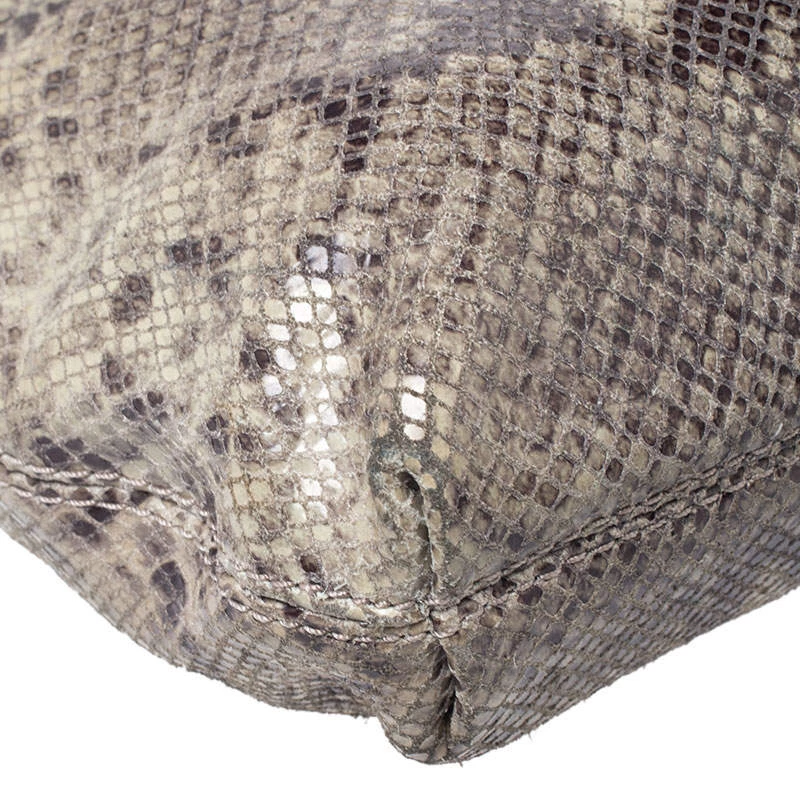 Michael Kors Green/Black Python Embossed Suede Chain Tote For Women - Image 10