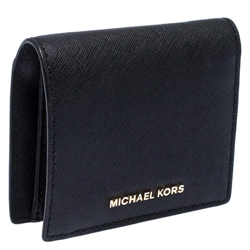 Michael Kors Black Leather Carryall Card Case Wallet For Women - Image 3