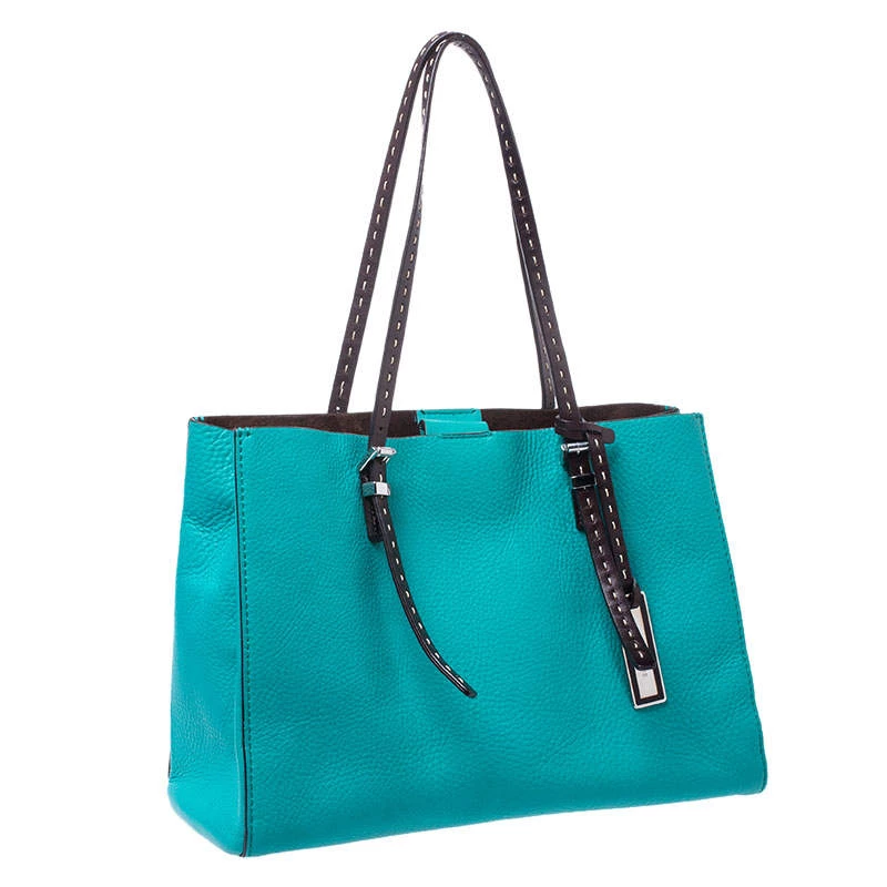 Michael Kors Green Leather Ultra Stitch Handle Tote For Women - Image 3