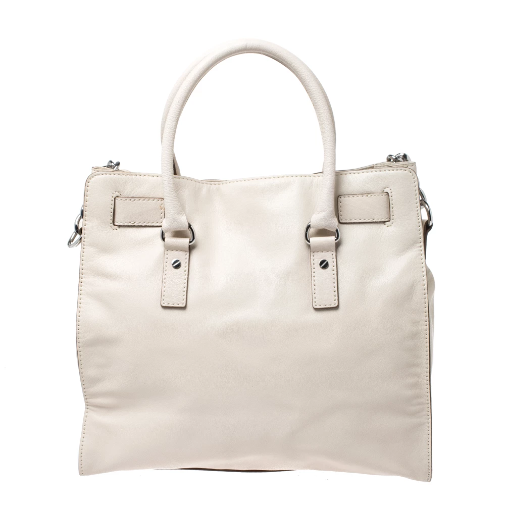 Michael Michael Kors Cream Leather Hamilton Tote For Women - Image 4