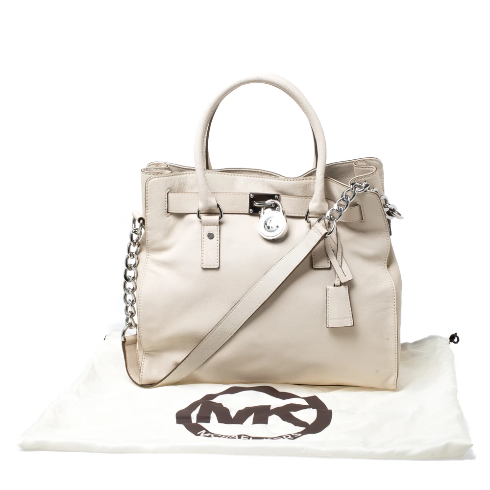Michael Michael Kors Cream Leather Hamilton Tote For Women - Image 9