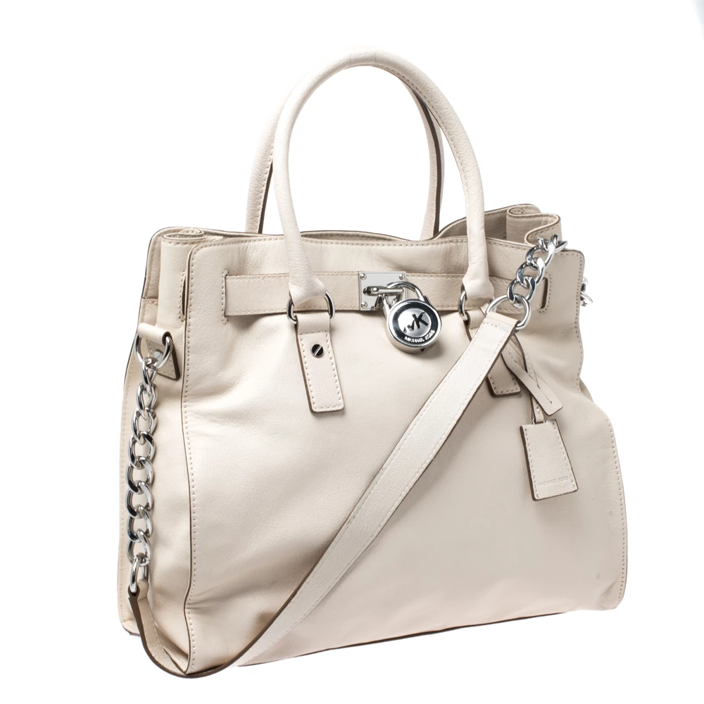 Michael Michael Kors Cream Leather Hamilton Tote For Women - Image 3