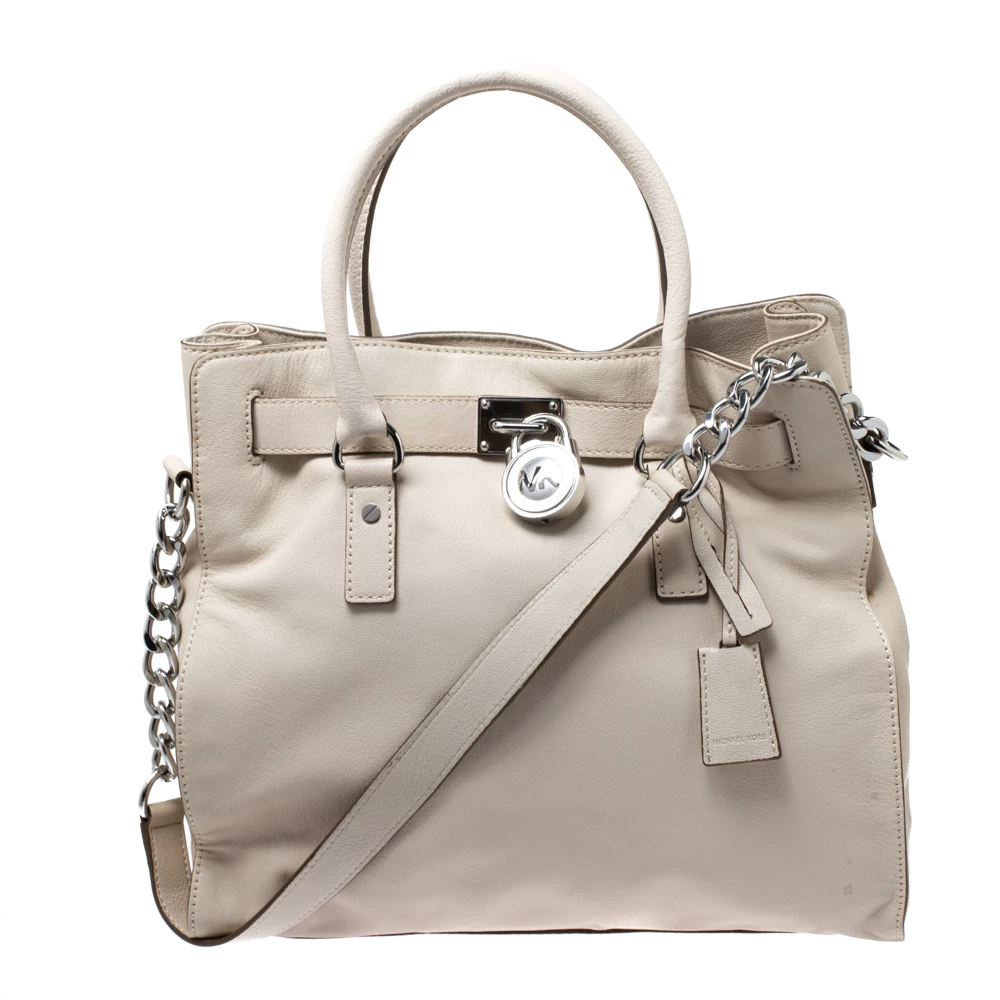 Michael Michael Kors Cream Leather Hamilton Tote For Women