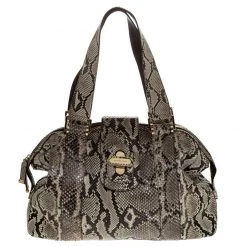 Michael Kors Micheal Kors Cream/Black Python Turnlock Satchel For Women