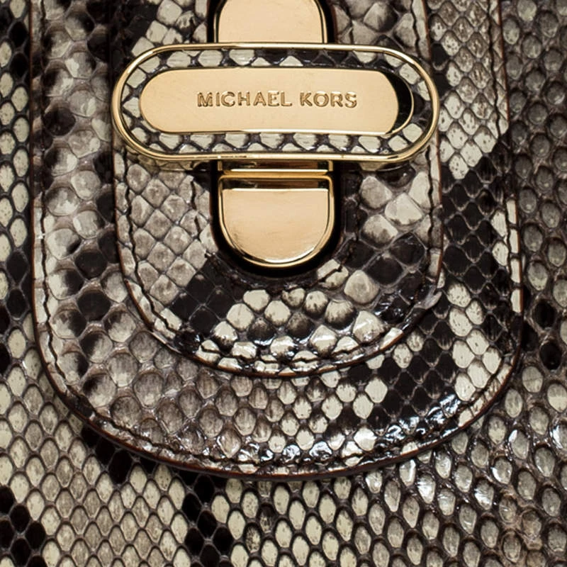 Michael Kors Micheal Kors Cream/Black Python Turnlock Satchel For Women - Image 5