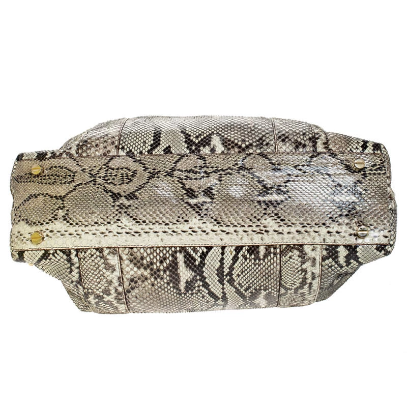 Michael Kors Micheal Kors Cream/Black Python Turnlock Satchel For Women - Image 6