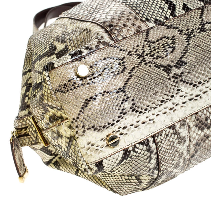 Michael Kors Micheal Kors Cream/Black Python Turnlock Satchel For Women - Image 10