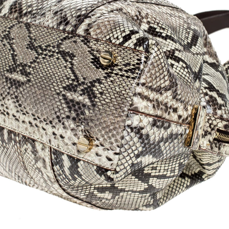 Michael Kors Micheal Kors Cream/Black Python Turnlock Satchel For Women - Image 11