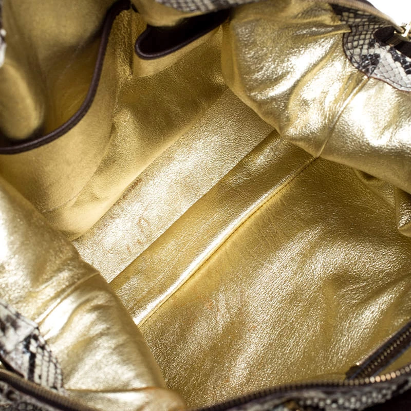 Michael Kors Micheal Kors Cream/Black Python Turnlock Satchel For Women - Image 7