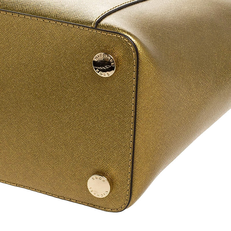 Michael Kors Gold Leather Large Ciara Tote For Women - Image 11