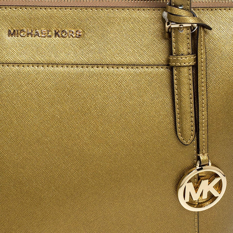 Michael Kors Gold Leather Large Ciara Tote For Women - Image 5