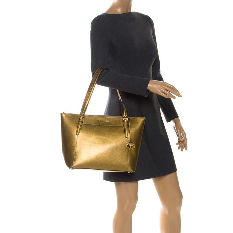Michael Kors Gold Leather Large Ciara Tote For Women - Image 2