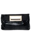Michael Kors Black Glazed Python Embossed Leather Berkley Clutch For Women