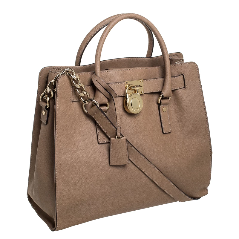 MICHAEL Michael Kors Brown Leather Large Hamilton North South Tote For Women - Image 3