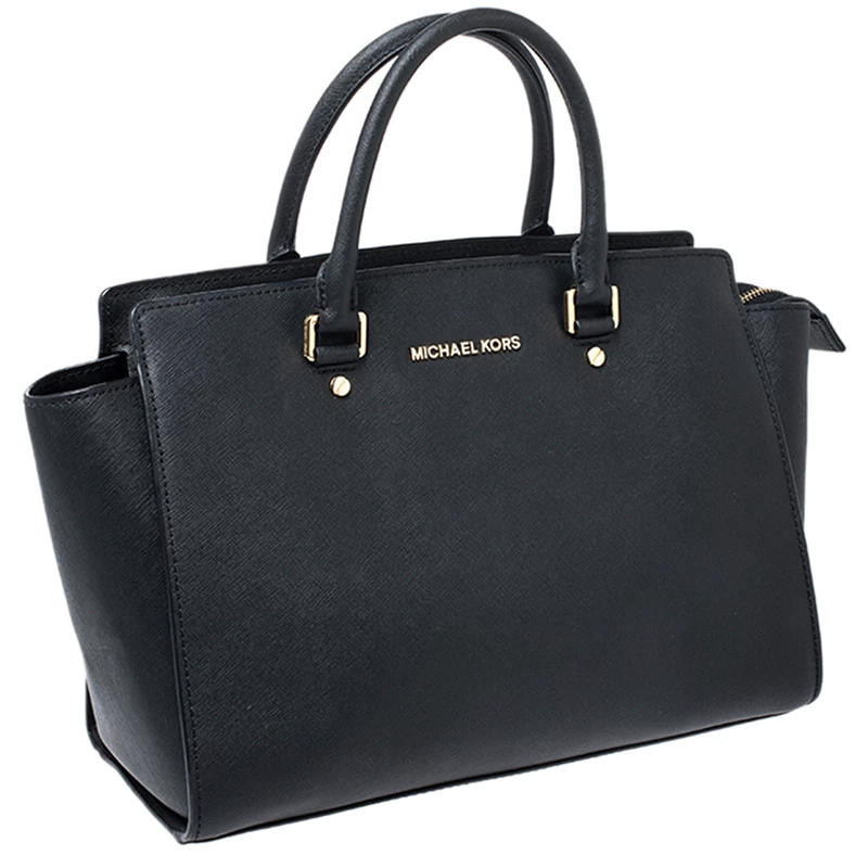 MICHAEL Michael Kors Black Leather Selma Satchel For Women - Image 3