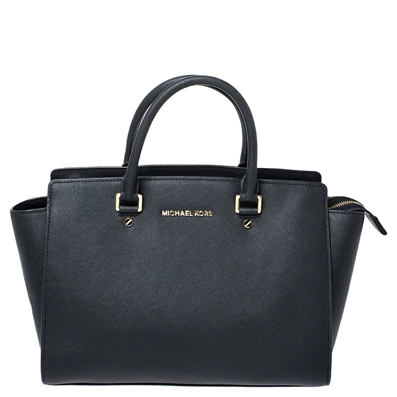 MICHAEL Michael Kors Black Leather Selma Satchel For Women