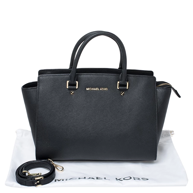 MICHAEL Michael Kors Black Leather Selma Satchel For Women - Image 10