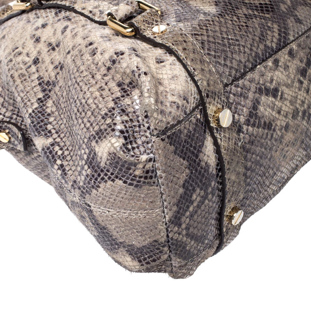 MICHAEL Michael Kors Green/Beige Python Embossed Leather Bedford Satchel For Women - Image 10