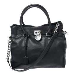 MICHAEL Michael Kors Black Leather Hamilton Tote For Women