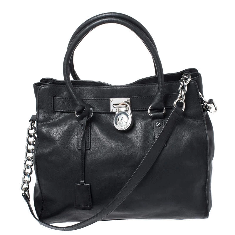 MICHAEL Michael Kors Black Leather Hamilton Tote For Women
