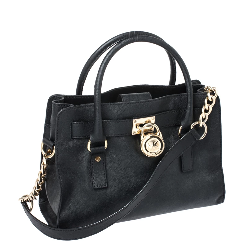 Michael Kors MICHAEL Micheal Kors Black Leather East/West Hamilton Tote For Women - Image 3