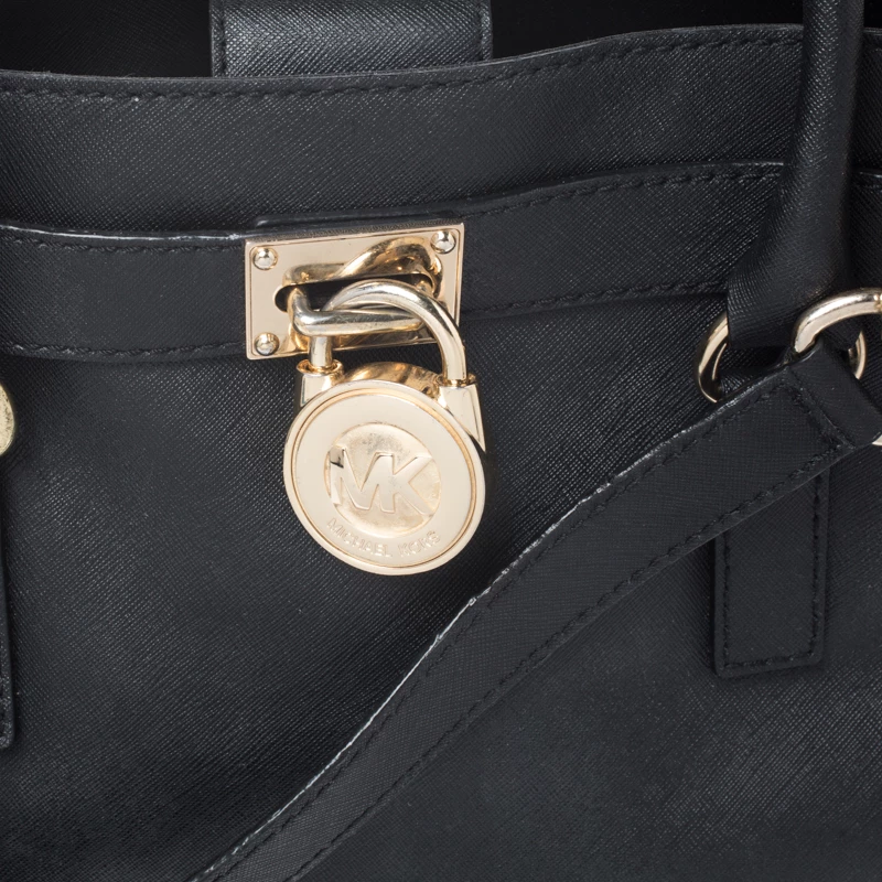 Michael Kors MICHAEL Micheal Kors Black Leather East/West Hamilton Tote For Women - Image 5