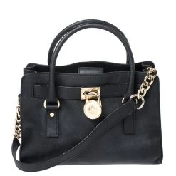 Michael Kors MICHAEL Micheal Kors Black Leather East/West Hamilton Tote For Women