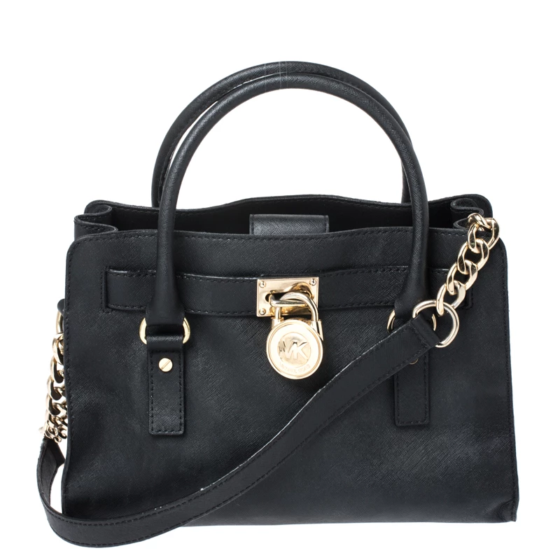 Michael Kors MICHAEL Micheal Kors Black Leather East/West Hamilton Tote For Women