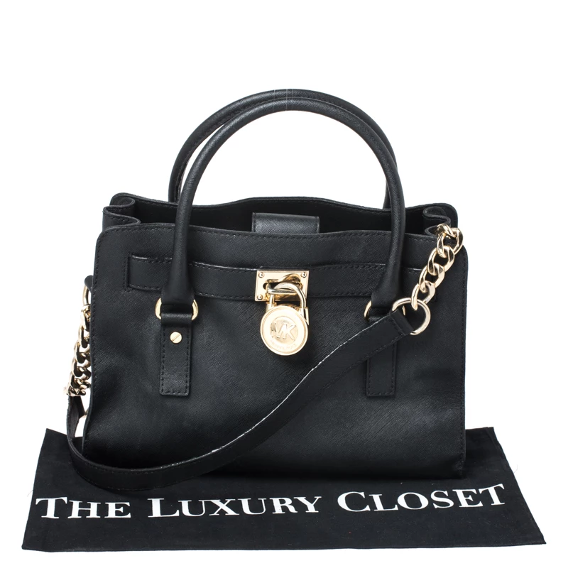 Michael Kors MICHAEL Micheal Kors Black Leather East/West Hamilton Tote For Women - Image 9