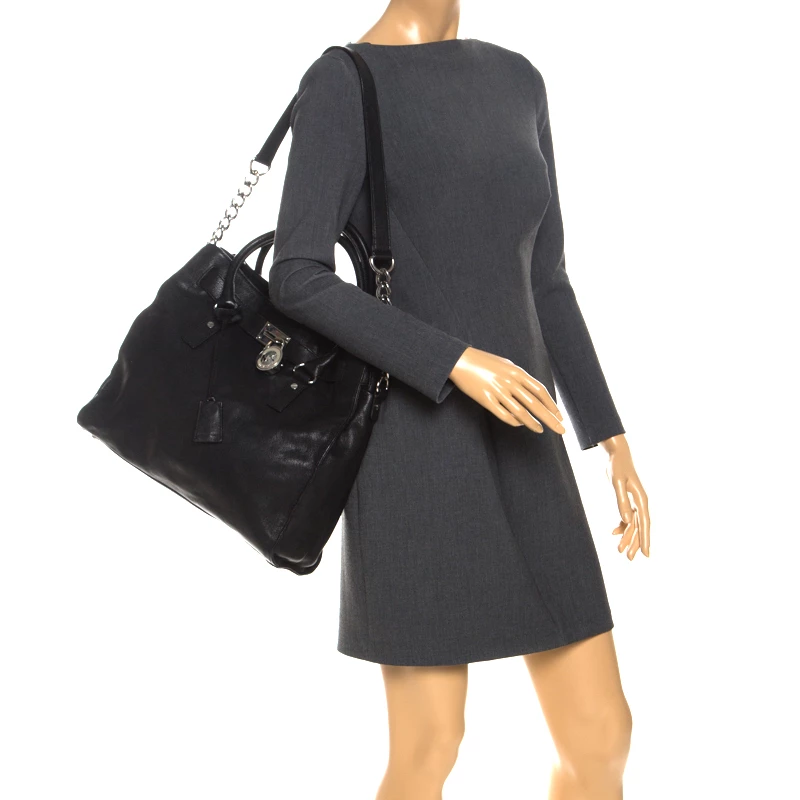 Michael Kors MICHAEL Micheal Kors Black Leather East/West Hamilton Tote For Women - Image 2