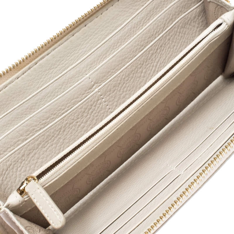 Michael Kors Off White Leather Jet Set Zip Around Wallet For Women - Image 2