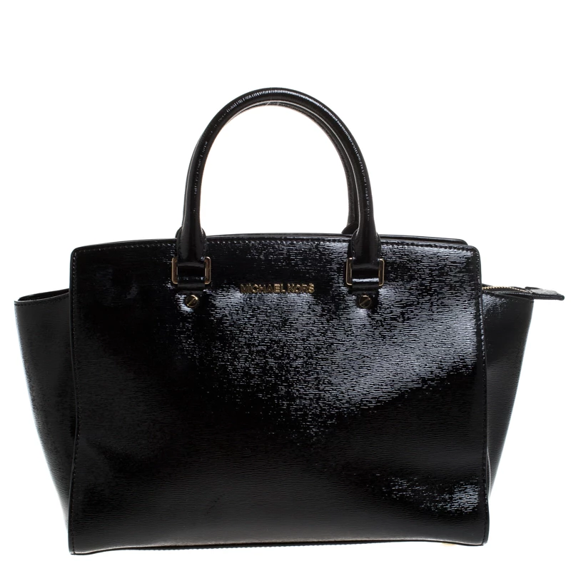 MICHAEL Michael Kors Black Patent Leather Selma Tote For Women