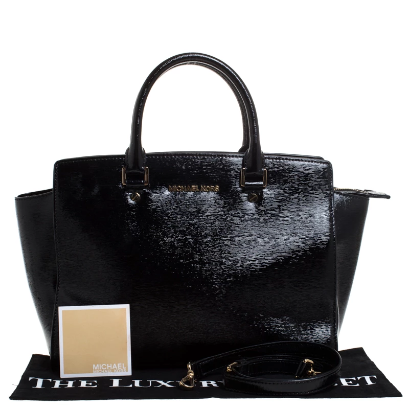 MICHAEL Michael Kors Black Patent Leather Selma Tote For Women - Image 9