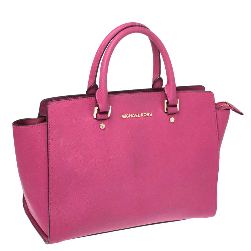 MICHAEL Michael Kors Fuchsia Leather Large Selma Tote For Women - Image 3