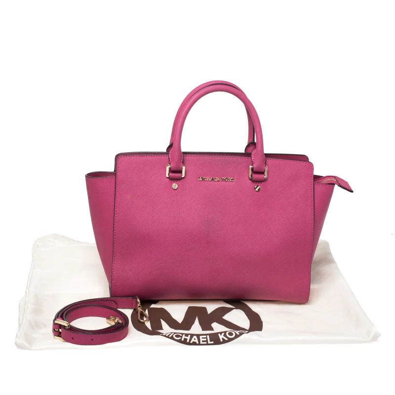 MICHAEL Michael Kors Fuchsia Leather Large Selma Tote For Women - Image 9