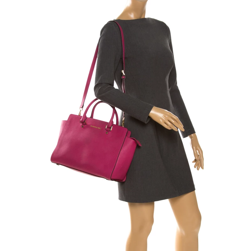 MICHAEL Michael Kors Fuchsia Leather Large Selma Tote For Women - Image 2