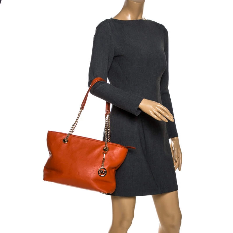MICHAEL Michael Kors Orange Leather Jet Set Chain Tote For Women - Image 2
