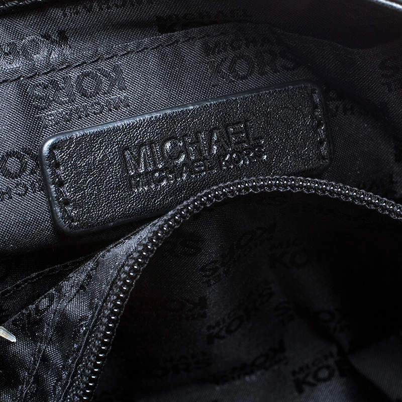 MICHAEL Michael Kors Black Leopard Print Calfhair And Leather Buckle Flap Shoulder Bag For Women - Image 8