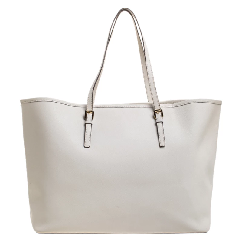Michael Kors Cream Leather Jet Set Travel Tote For Women - Image 4