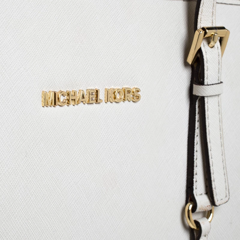 Michael Kors Cream Leather Jet Set Travel Tote For Women - Image 5