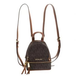 Michael Kors Brown Coated Canvas Rhea Mini Backpack For Women
