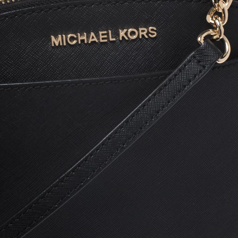 Michael Kors Black Leather Medium Dome Crossbody Bag For Women - Image 5