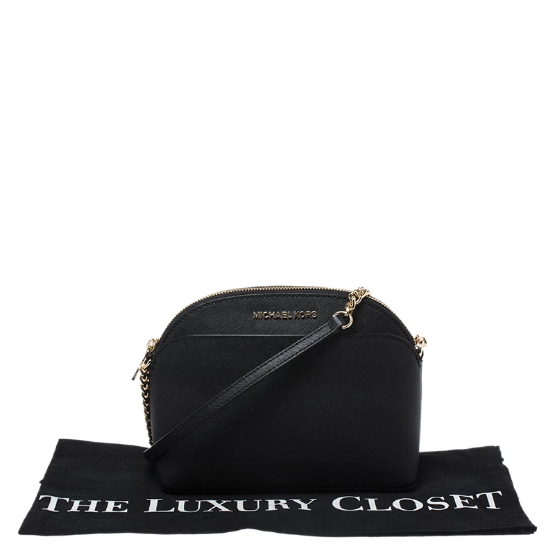 Michael Kors Black Leather Medium Dome Crossbody Bag For Women - Image 10