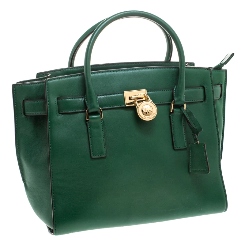MICHAEL Michael Kors Green Leather Hamilton Tote For Women - Image 3