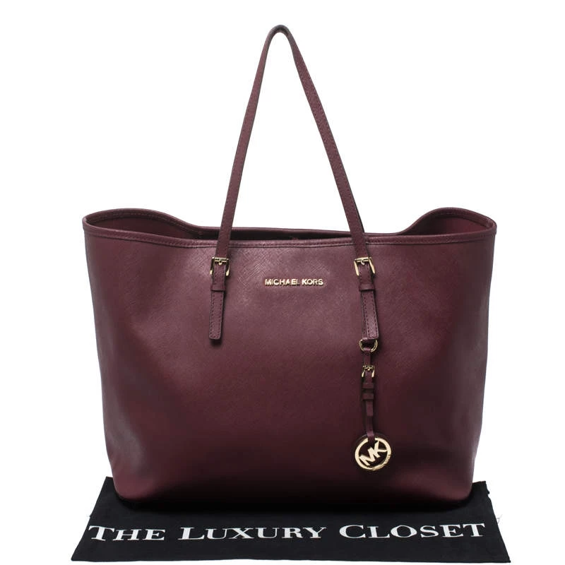 Michael Kors Burgundy Leather Jet Set Tote For Women - Image 10
